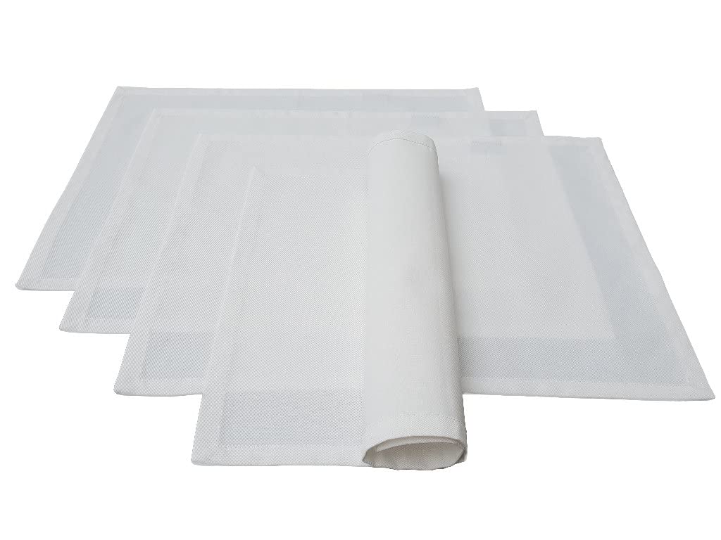 Lemos Home High-Quality Placemat Set of 4 Pieces Made from 100% Cotton Collection Concept, Color & Size Selectable (Placemat Set of 4 - 46 cm x 36 cm, White)
