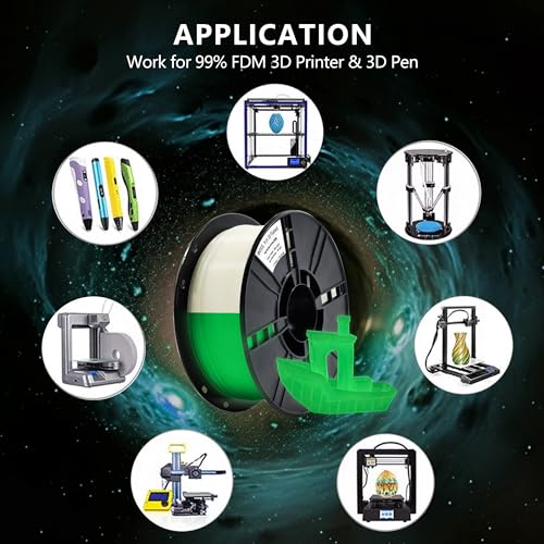 Image of iBOSS Glow in The Dark PLA+ Filament, Neatly Wound Luminous PLA Plus 3D Printer Filament 1.75mm + /- 0.02mm, Fit Most 3D Printers, 1kg Spool (2.2lbs), Green PLA PRO Filament, Glow Green