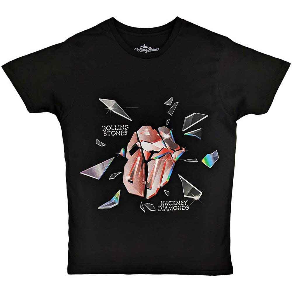 Rock Off Officially Licensed Products Unisex Black The Rolling Stones T Shirt Hackney Diamonds Explosion Official Xl