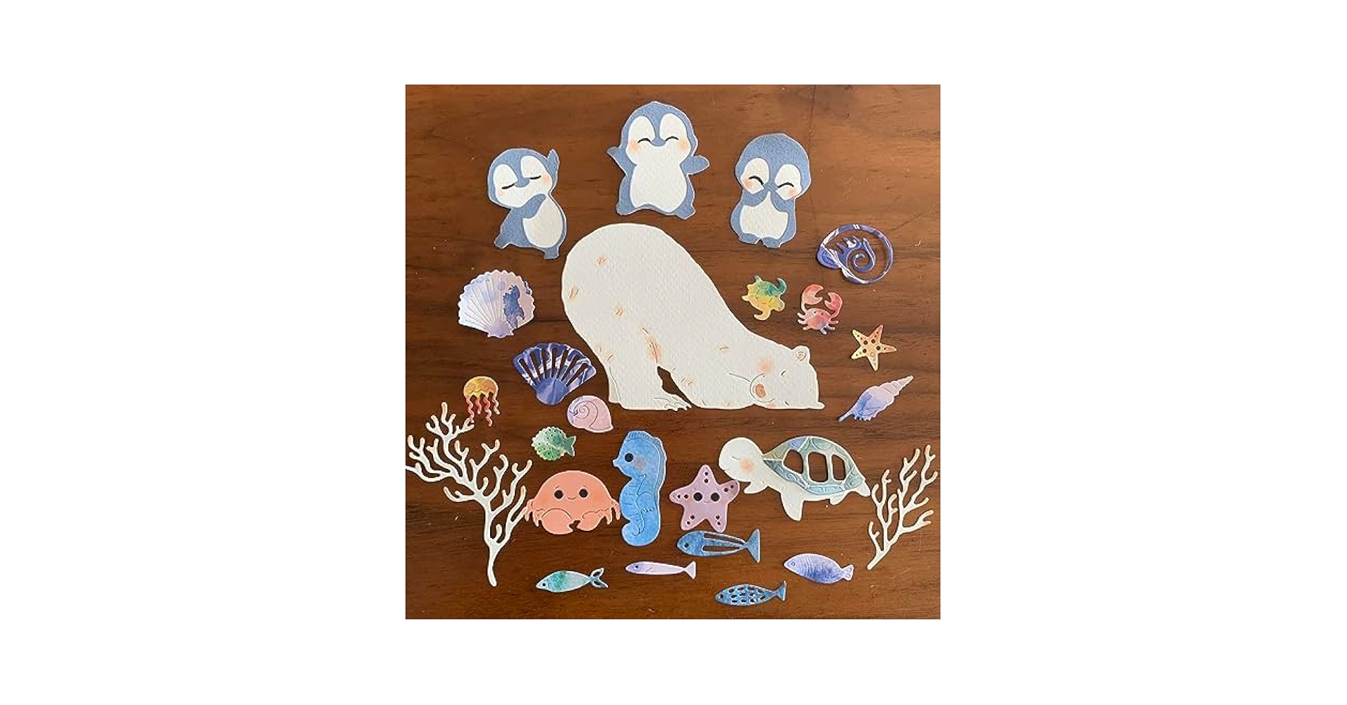 オーダーページ　海の生き物　ペーパークラフト　アルバム素材　ダイカット 色紙素材 オーダーページ 海の生き物 ペーパークラフト アルバム素材