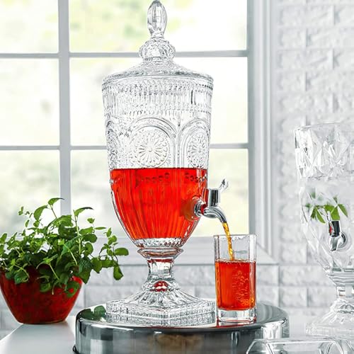Image of Bellemax Premium Glass Water Jug - 2 LTR, Transparent, Hot Cold Water Pitcher with Glass Lid Water Tank, Iced Tea, Milk and Juice Beverage Carafe, Lemon Jug, 2000 ML (Set of 1,TR-08)