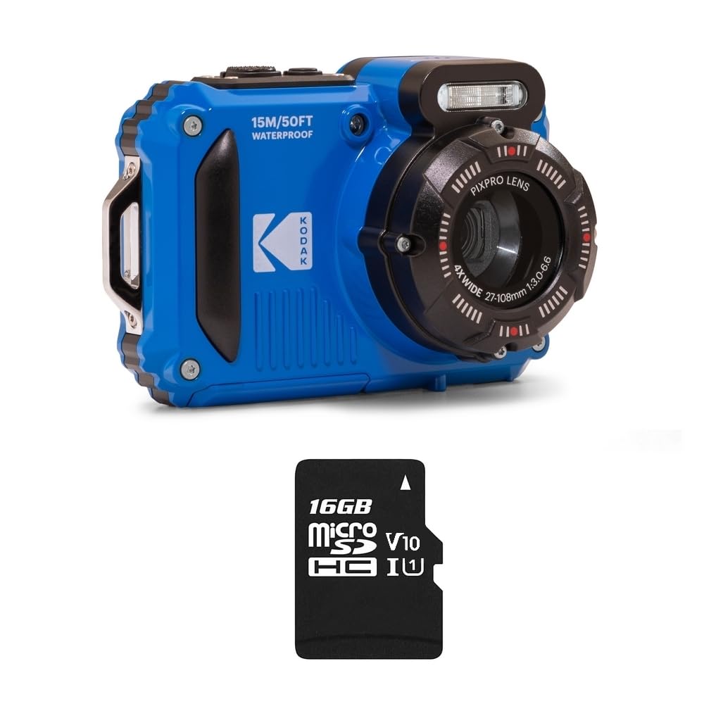 KODAK Pixpro Pack WPZ2 + 1 Tarjeta SD – Compact 16M Pixels, Impermeable a 15 m, antigolpes, vÃdeo 720p, Pantalla LCD 2,7 – BaterÃa de Li-Ion – Azul