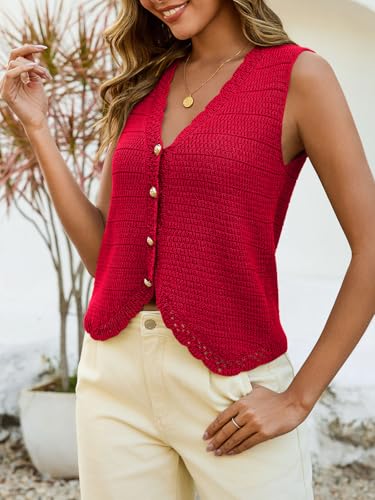 Image of Saodimallsu Womens Crochet Tank Tops Cute Summer Sweater Vest Knit Outfits