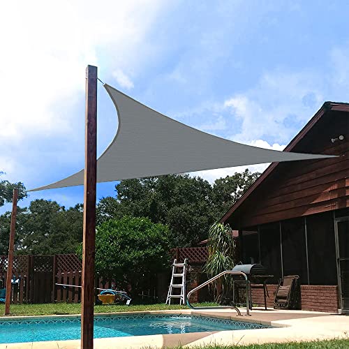 Boshen Toldo impermeable de 12 x 12 x 12 pies, toldo triangular para exteriores, con bloqueo UV, para patio, jardín, césped, terraza, color gris