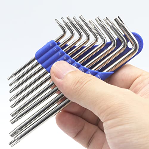 Mini Torx Key Wrench L Key Tamperproof Allen Wrench With T6, T7, T8, T9, T10, T15, T20, T25, T27 Torx Bit, 9Pcs #TOP3