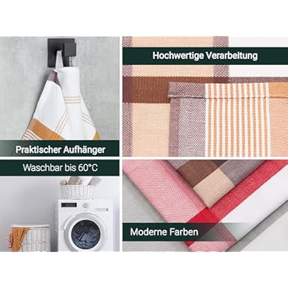 ZOLLNER 4er Set Geschirrtücher Baumwolle in 50x70 cm - saugstarke und robuste Küchentücher - waschbar bis 60°C – in braun kariert - Gastronomiequalität - Oeko Tex® Zertifiziert – Bild 4
