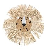 BESTOYARD Wall Art Animal Head Hand Knitted Cartoon Tassel Beard Lion Macrame Pendant Nursery Room...