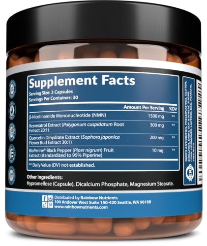 Rainbow Nutrients, LLC LT-SVX7-FZ1T Nmn Resveratrol Supplement