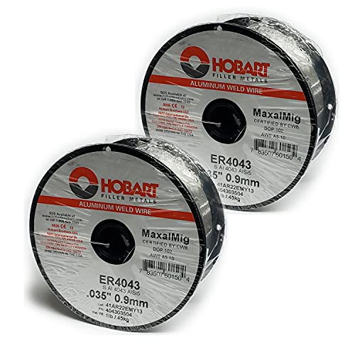 2 Hobart ER4043 Aluminum Welding Wire, 0.035in 0.9mm Welding Wire .035 X 1 LB Spool General Purpose