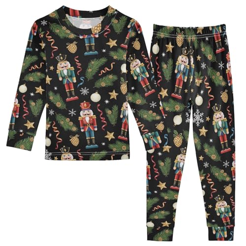 Pajama Sets Long Sleeve Christmas Nutcracker Pattern Soft Comfy Sleepwear 2 Piece PJS 3-8T