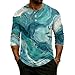 Men Comfortable Fashion Blouses 3 Button Casual Loose Pullover Tops Printed 3/4 Sleeve Crew Neck Henley Shirts