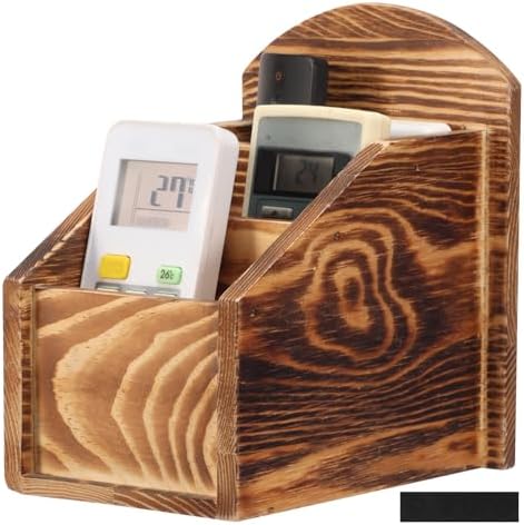 Soporte para mando a distancia de madera, estilo rústico moderno,...
