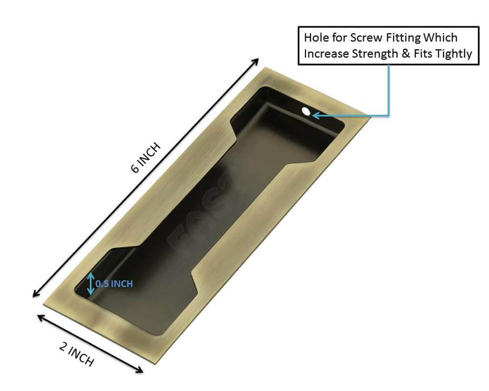 FAST CSH01 Steel Brass Antique Concealed Sliding Door Handle for Wardrobe & Cupboard Cabinet Doors Pull, Move The Door Aside and Dresser, Kitchen Drawers. (6 Inch) — Amazon image 2