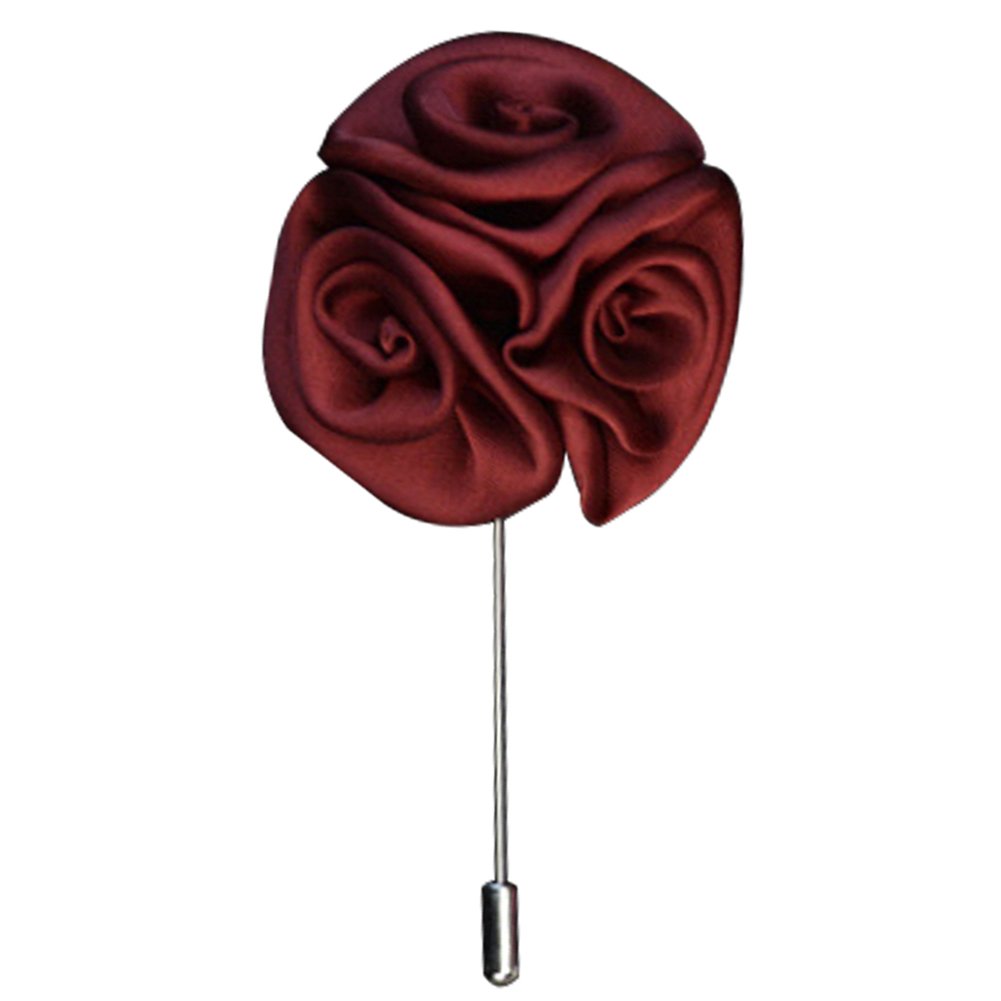 Gemini_mall® Men's Suit Boutonniere Lapel Pin Rose Flower Brooch (Red)