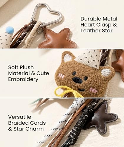 Image of 2PCS Bag Charms for Handbags, Handbag Charms, Two Adorable Bear Plush Keychains in White and Brown, Cute Bag Accessories for Personalization and Style Enhancement, Ideal for Daily Use and Gifting