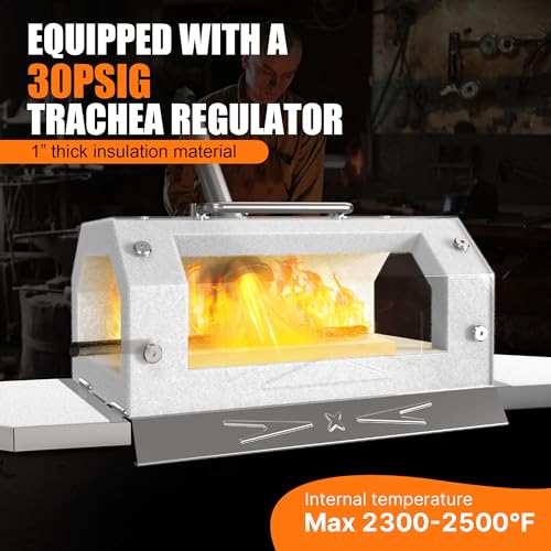 Image of Nelyrho 1 Burner Propane Blacksmith Forge Kit | 2600F High Temperature, Double Doors, Stainless Steel, Blacksmithing, Knife Making & Metalworking