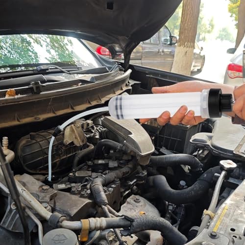 Image of STHIRA Oil Extractor Kit, Syringe-Style Oil Fluid Transfer Pump, 500cc Capacity, Manual Suction Syringe Pump Hand Transfer Pump for Refilling Brake Fluid, Power Steering Fluid, or Transmission Oil