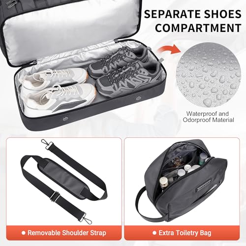Image of WITZMAN Weekender Bags for Men Carry On Overnight Bag with Toiletry Bag Sets Travel Duffle Bag Shoes Compartment (B694 Silvery Grey)
