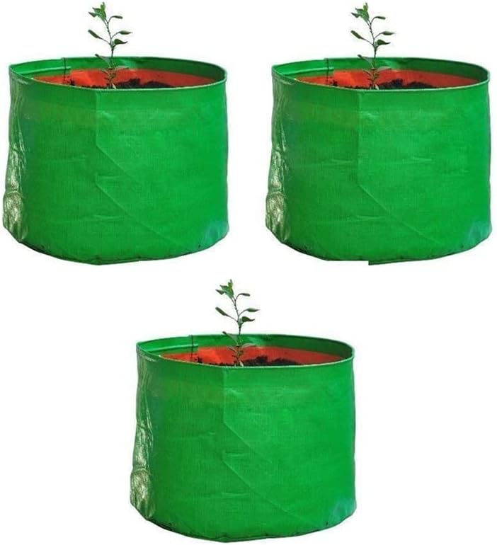 Grow Bags for Gardening Vegetables Herbs & Flowers (Set of 3) Planter Bags for Home Balcony Terrace & Outdoor Farming (9 Inch, 250gsm) Heavy Duty Reusable Gallon Grow Bags