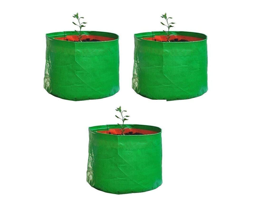 Grow Bags for Gardening Vegetables Herbs & Flowers (Set of 3) Planter Bags for Home Balcony Terrace & Outdoor Farming (9 Inch, 250gsm) Heavy Duty Reusable Gallon Grow Bags