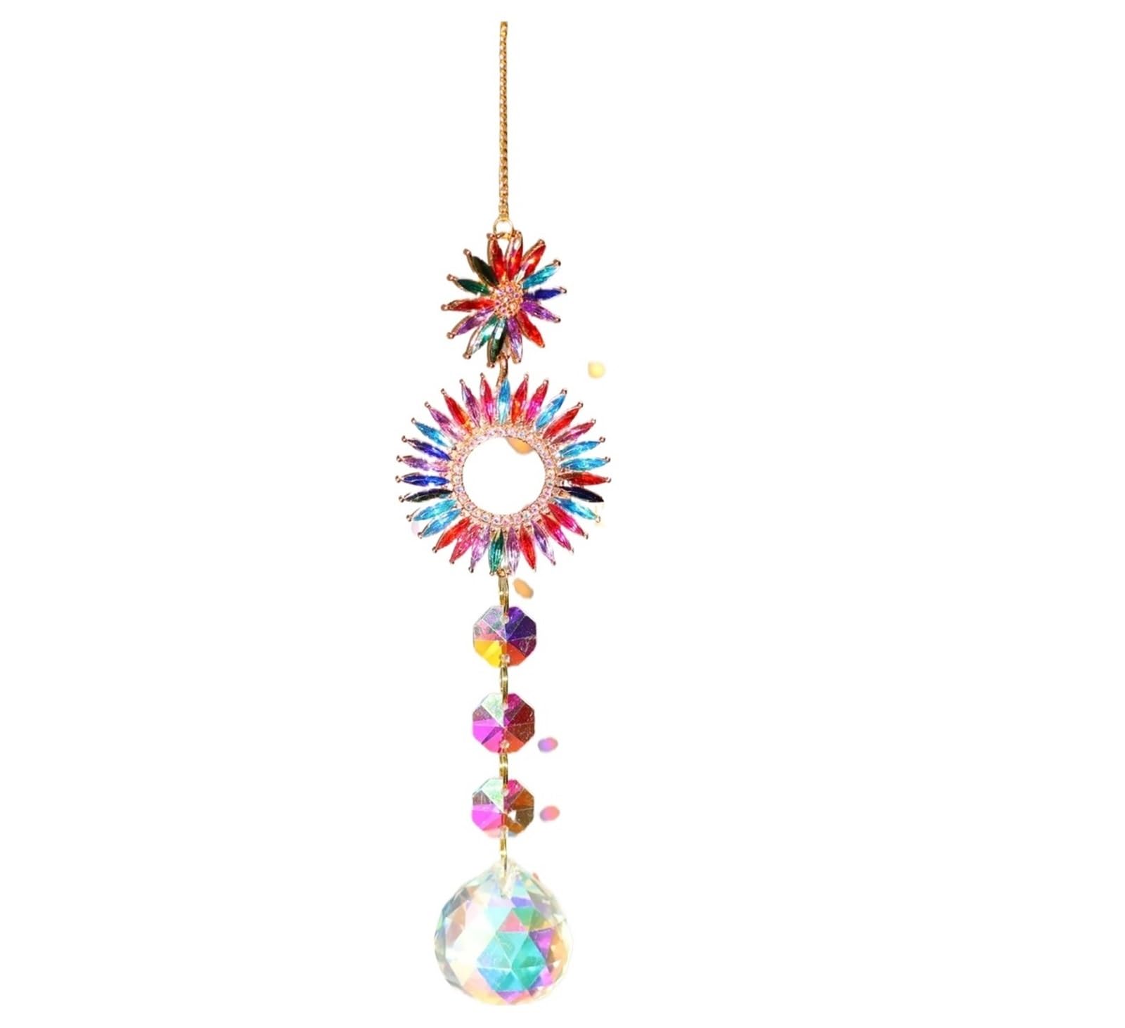 Ppqiru Style03 2Pcs Sunshine Catcher Pendant Colorful Crystal Light And Shadow Rainbow Wind Chime Accessories Room Decoration For Decoration(Style03)