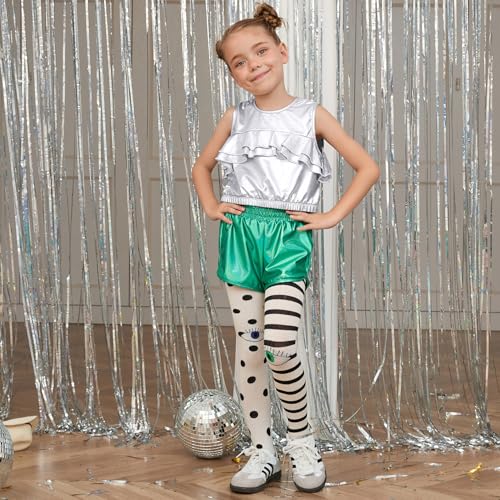 Image of Perfashion Girls Vest Metallic Half Zip Hoodie Sleeveless Leather Disco Jackets with Kangaroo Pocket 4-13Y