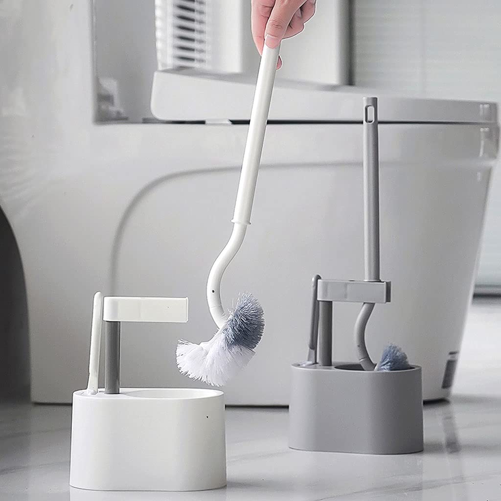 Escobilla De Baño Soporte de Cepillo de Inodoro, Cepillo de Inodoro con Mango sin Deslizamiento y Kit de Soporte de Secado rápido, Soporte de Cepillo de Inodoro de baño Escobillas de Inodoro