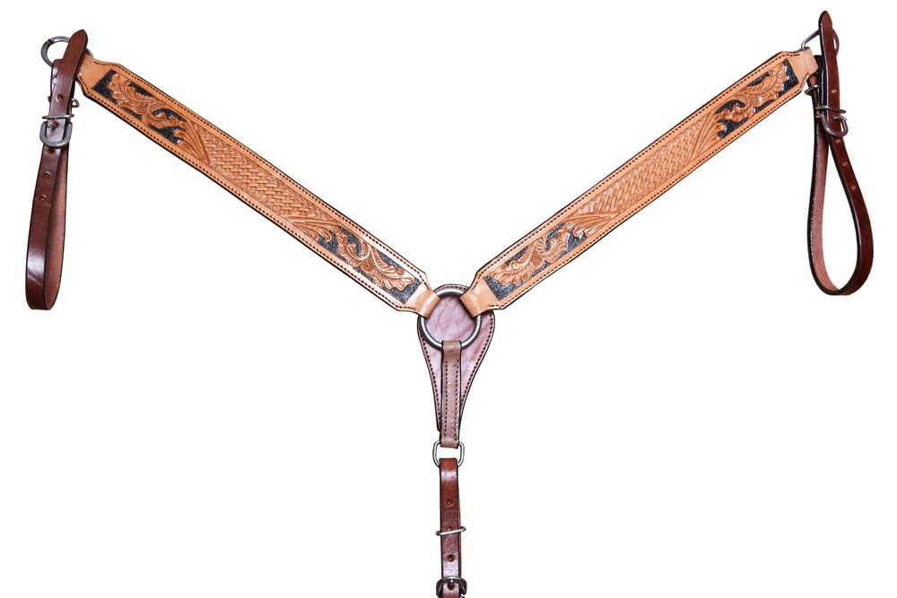 HILASON COMFYTACK Western Horse Leather Breast Collar Side Buck Stitch Tan | Horse Breast Collar | Leather Breast Collar | Western Breast Collar | Breast Collar for Horses
