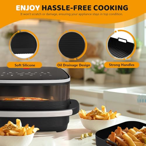 Molde Silicona Freidora de Aire para Moulinex Easy Fry XL Surface, 27cm Moldes Air Fryer Silicona para Tefal Easy Fry XL Surface, Bandeja Silicona Air Fryer Recipiente Air Fryer Accesorios - imagen 5