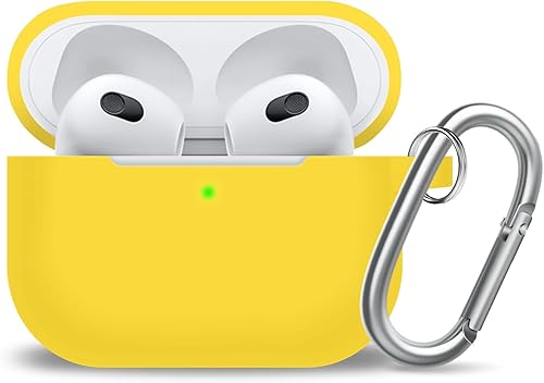 Vista 55 de Funda compatible con AirPods de tercera generación, accesorios de protección de silicona con llavero y kit de limpiador para mujeres y hombres, LED