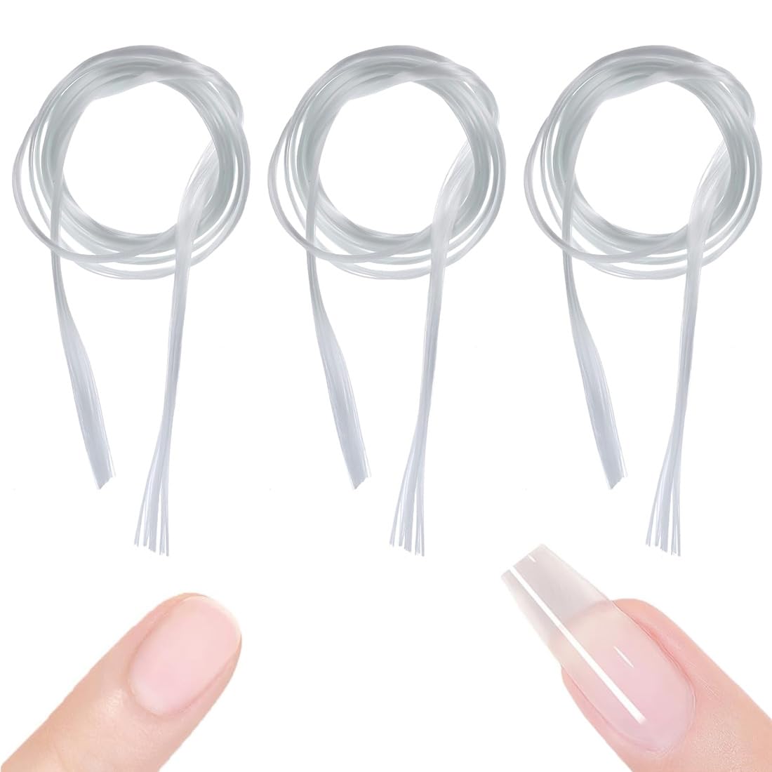 3 Pezzi 2 metri Fibra Per Unghie Fibre Allunganti Delle Unghie Fibra Di Estensione Per Unghie Fai Da Te Estensione Delle Unghie Del Salone Fibra Per Manicure Fibra Plastica Bianca
