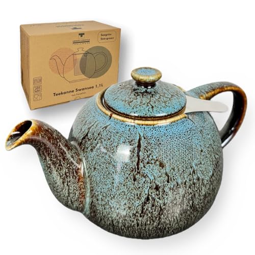 Teekanne mit Siebeinsatz Swansea Seegrün 1,1 L mit Filter, aus...