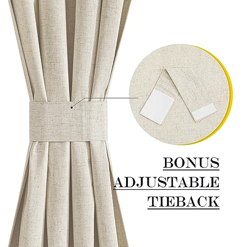NICETOWN-100-Blackout-Linen-Curtain-for-French-Front-Door-Thermal-Insulated-Door-Curtain-Panel-with-Tieback-for-Patio-Glass-Linen-Sheer-Drapes-for-Living-Room-W25-x-L72-1-PC-Natural-Beige NICETOWN 100 Blackout Linen Curtain for French Front Door Thermal Insulated Door Curtain Panel with Tieback for Patio Glass Linen Sheer Drapes for Living Room W25 x L72 1 PC Natural Beige