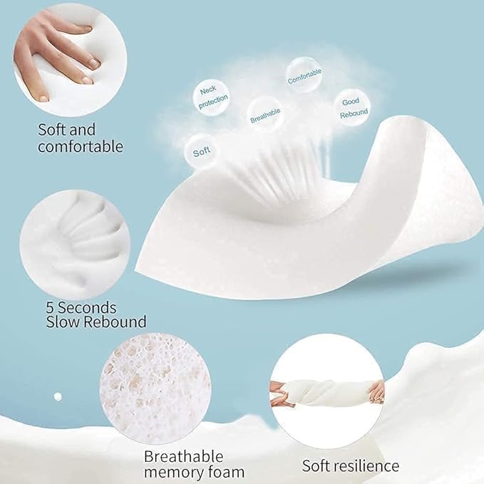 Image of Memory Foam Cervical Orthopedic Pillow for Neck & Shoulder Pain Relief | Ergonomic Contour Neck Support Sleeping Pillow | Pressure Relief Memory Foam Bed Pillow for Back Side Sleepers Breathable Cover