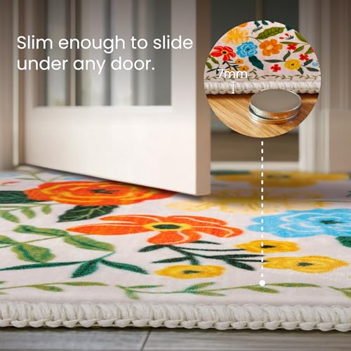 Alfombra Pasillera Boho Floral Lavable 2x6 Beige miniatura 5
