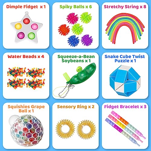 (100 Pcs) Fidget Toys Pack, Party Favors Carnival Treasure Classroom Prizes Small Mini Bulk Sensory Figit Toys Set For Boys Girls Kids Adults, Stress Relief & Anxiety Relief Tools Autistic Adhd Toys #TOP5