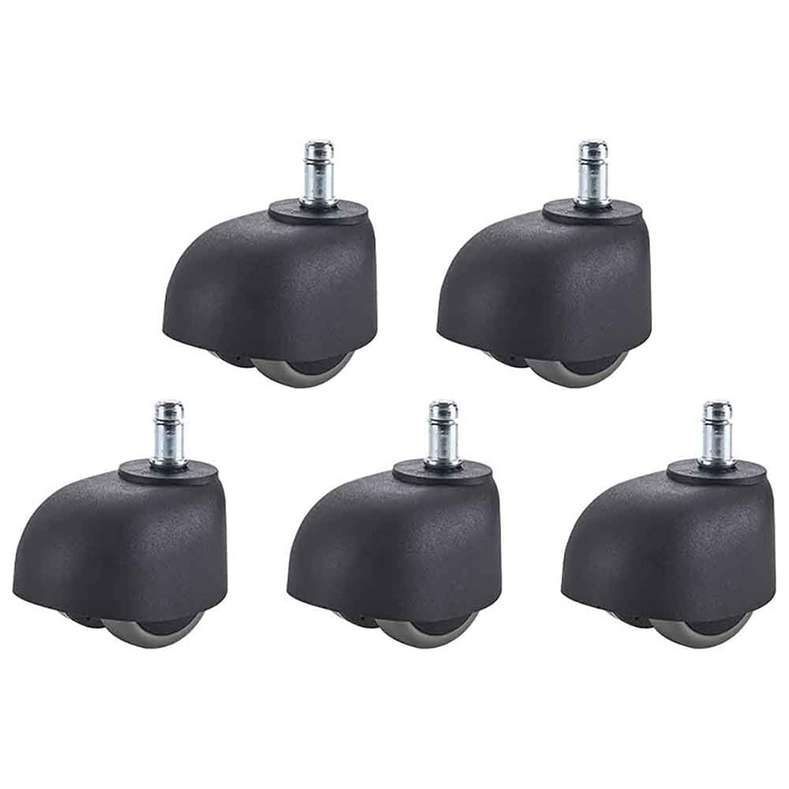 5PCS Office Chair Caster Wheels, PVC plastic 2 inch,Universal Standard Stem Size M11x22mm for Hardwood Floors and Carpet- Heavy Duty Caster Support up to 550 bls - Black (Set of 5)