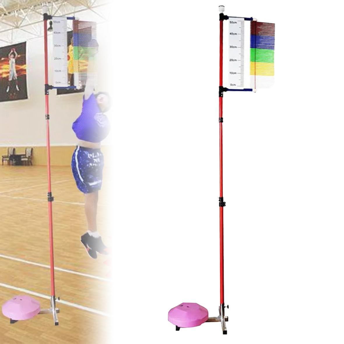 Pionowy tester skoków od 1,2 do 3,5 metra ze stabilną podstawą, trener koszykówki, siatkówki, trener Spike, koordynacja treningu fizycznego.