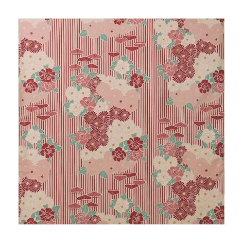 NOREN Furoshiki Wrapping Cloth Bag (Retro Flower Red) Large Size 39.4 inches (100 cm) Made in Japan 100% Cotton Japanese Kimono Desigh Gift Wrap Tapestry Bag Cloth