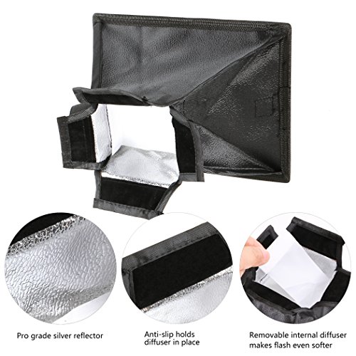 BLITZ Softbox Speedlight Diffusor Kit - 20cm Achteck Softbox + 20x15cm Softbox für Blitzgerät, Universalhalterung für Canon Nikon Sony