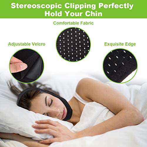 Anti Snoring Chin Straps, Anti Snoring Devices, Ajustable Stop Snoring Solution Snore Reduction Sleep Aids, Snore Stopper Chin Straps Snore Relief for Men Women Snoring Sleeping Mouth Breather