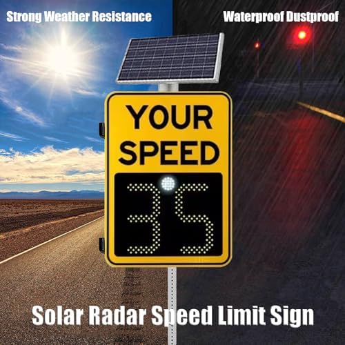 Speed Radar Traffic Sign, Solar Powered Feedback Sign for Roadway Safety, Reflective Aluminum, Weatherproof