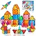 Mruikeny Magnetic Tiles Kids Toys, Magnetic Building Blocks STEM Magnet Building Set Preschool Learning Magnet Toys for Kids Ages 3-5 4-8, Sensory Montessori Toy for Toddlers 3+ Year Old