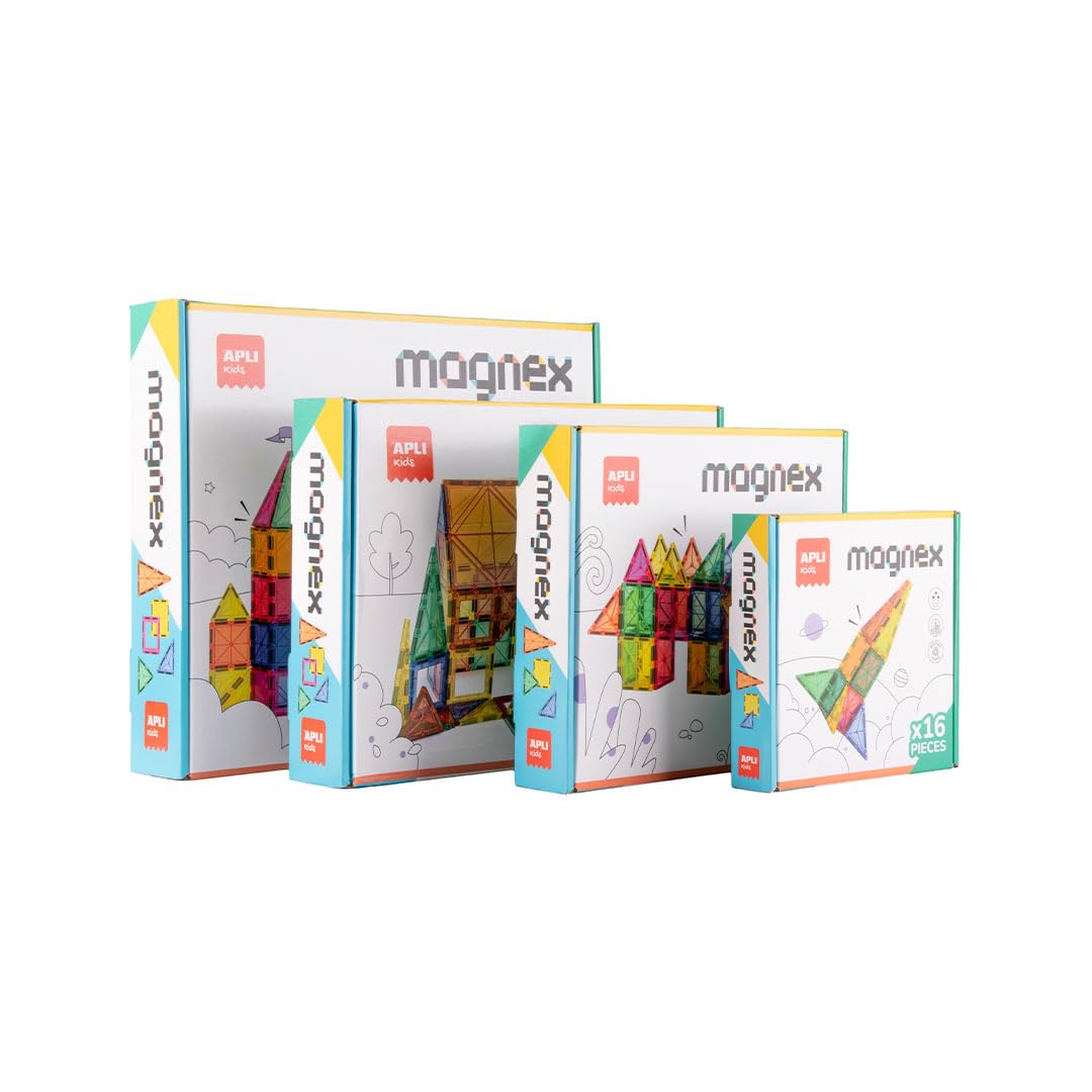 APLI Kids 20136 - Magnex 36-częściowy zestaw konstrukcyjny Magnex | Zestaw 3D dla dzieci 3+| Kolorowe magnesy geometryczne | Zabawka edukacyjna Steam dla kreatywności i rozwoju poznawczego