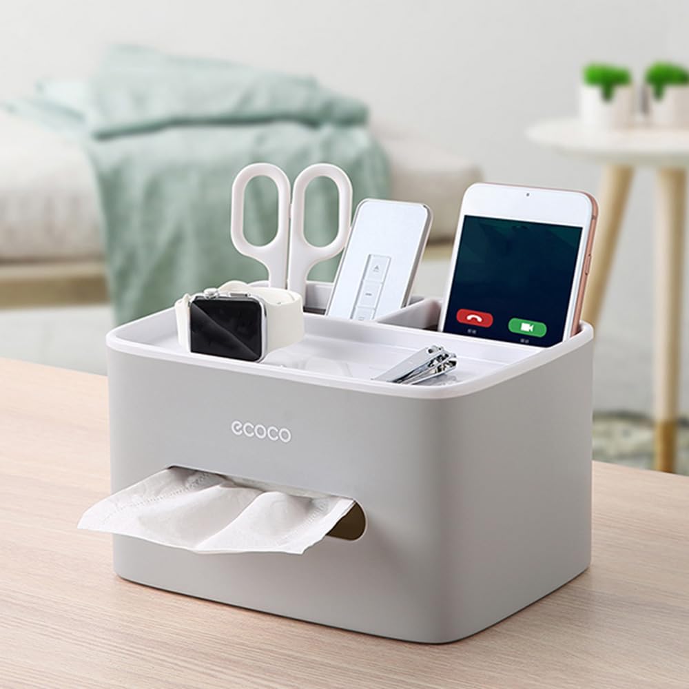 MHTECH Scatola multifunzione per fazzoletti, telecomando e porta fazzoletti, organizer con scatola per fazzoletti - grigio