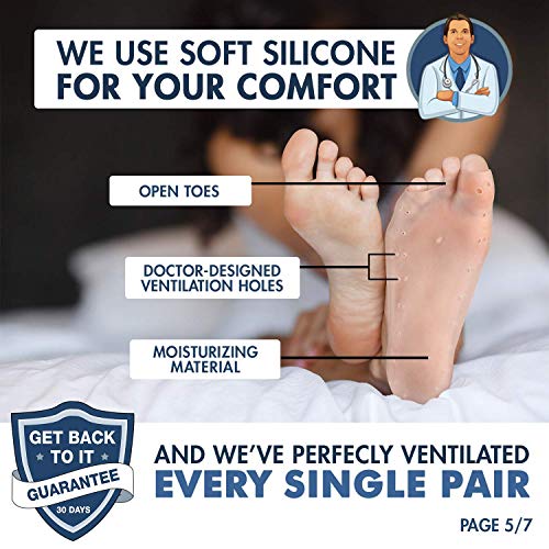 Dr. Frederick's Original Moisturizing Gel Socks - 4 Pieces - Prevents Dry Cracked Heels & Cracked Feet - Day & Night Socks - W4-10 | M5-8 #TOP3