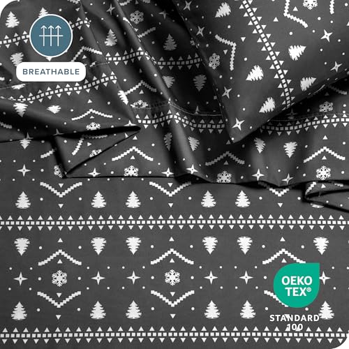 image for Bare Home Twin XL Sheet Set - College Dorm Size - Christmas Sheets - 1