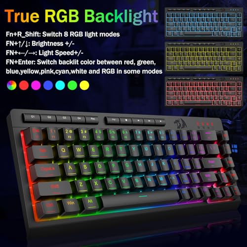 Image of Redragon Wired Gaming Keyboard, RGB Backlit, 60% Compact Membrane Keyboard