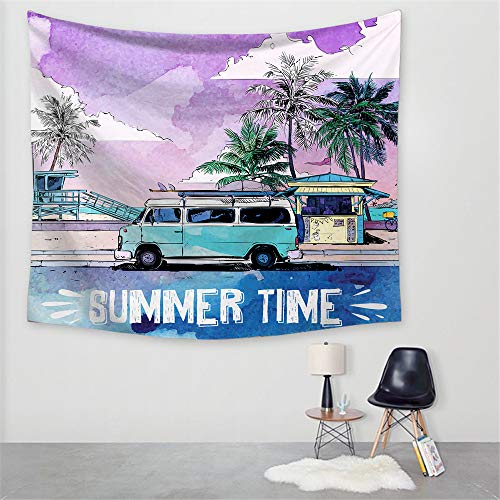 Dekori タペストリー 壁掛け 海 北欧 おしゃれ タペストリー バス ココナッツヤシの木 大判 多機能 布 美しい海辺のビーチ 部屋飾り 飾り ァブリック装飾用品 部屋 窓カーテン 新居祝い 個性ギフト(150x130,B) [4]