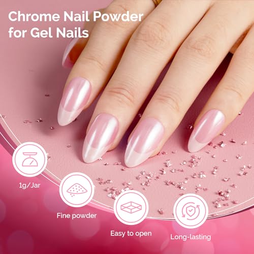 Image of MelodySusie White Chrome Nail Powder for Gel Nails,Pearl Powder Mirror Effect Pigment Pearlescent Mermaid Pigment Pearl Glitter for Home DIY Salon Use Visit the MelodySusie Store